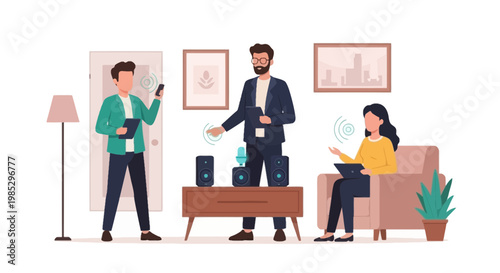 Modern Music Band Playing in Cozy Living Room Scene