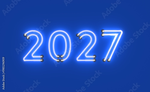 New Year 2027 Creative Design Concept with LED lights - 3D Rendered Image