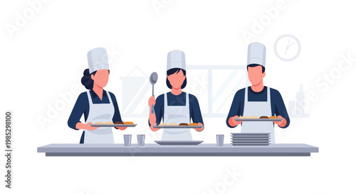 Professional Chefs Preparing Food in a Commercial Kitchen