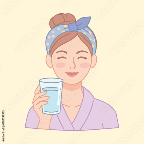 Woman Hydrating with Glass of Water