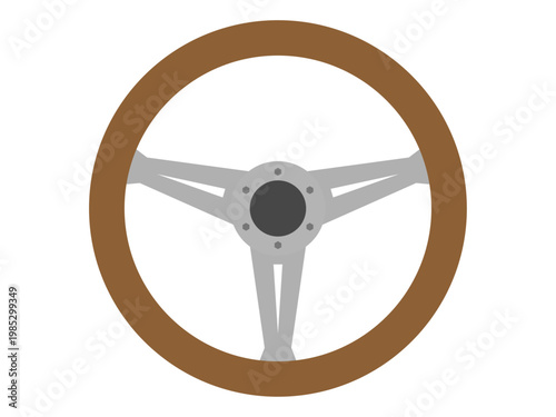 レトロなクラシックカーのハンドルのイラスト｜Vintage Classic Car Steering Wheel Illustration