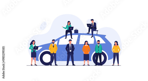 Business people with a car.