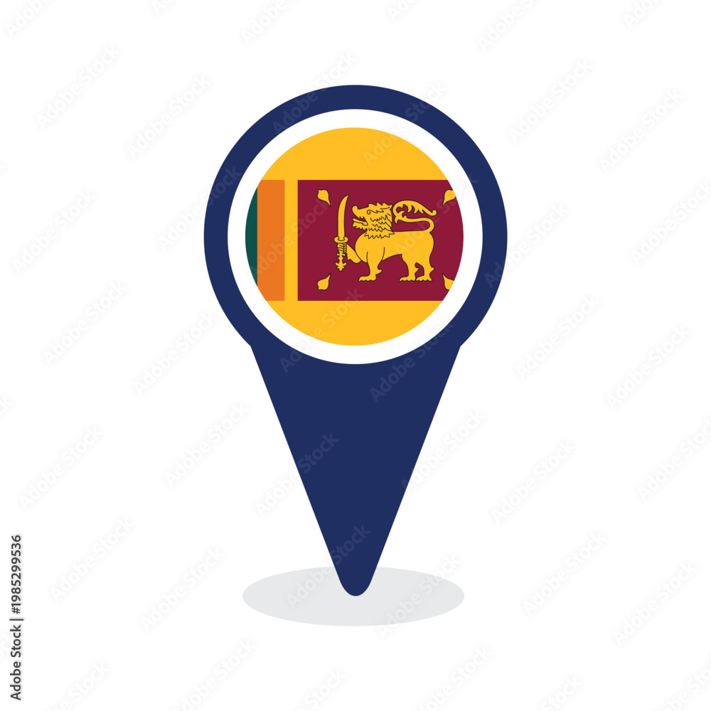Obraz premium Map Pointer with sri lanka flag