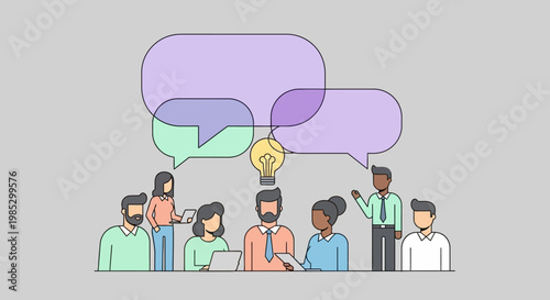 Diverse group of people brainstorming.