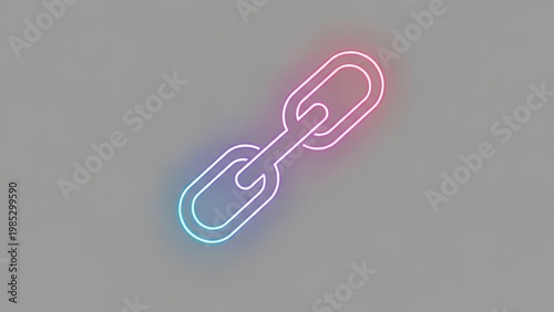 Vibrant neon gradient chain link symbol illuminating modern digital connectivity and secure