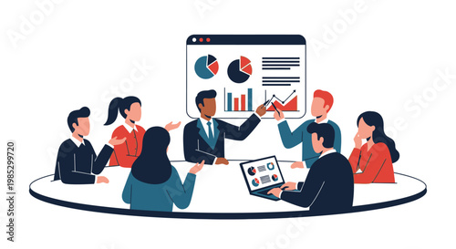 Business people in meeting discussion.