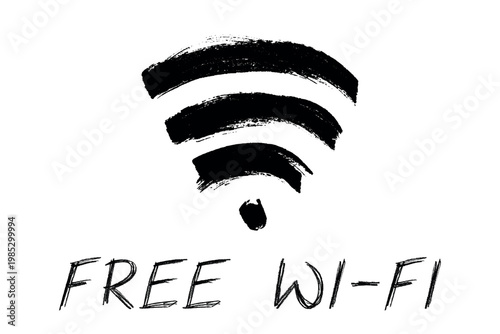 Hand drawn free wifi spot zone sign Public wi-fi area sign Wireless internet clipart in doodle style Single element for print, web, design, decor 3G, 4G, 5G, 6G, IoT