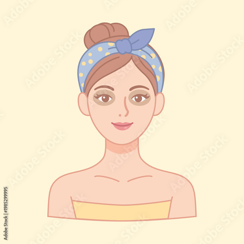 Young Woman with Eye Bags Cartoon Style