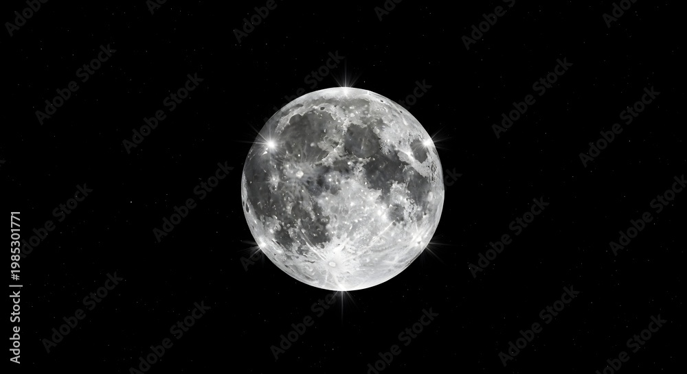 Obraz premium Magnificent full moon with detailed surface features shining brilliantly in the vast dark night sky