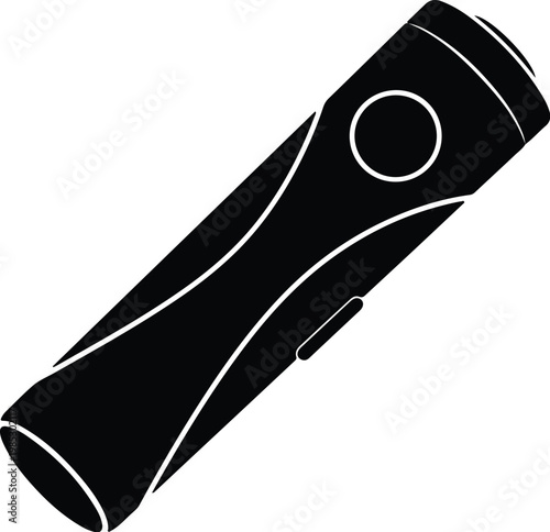 Silhouette of a handheld flashlight for emergency and outdoor vector design