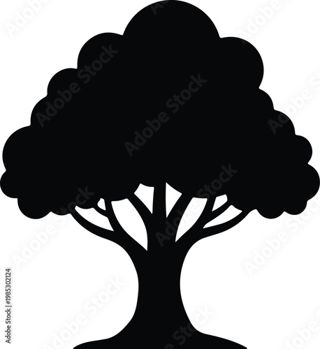 Silhouette of a lush deciduous tree for nature landscape vector design