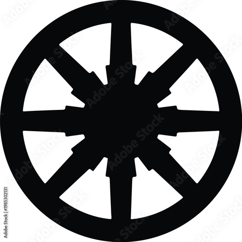 Silhouette of a modern car alloy wheel rim vector design