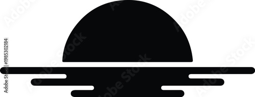 Silhouette of a rising sun over ocean water surface vector design