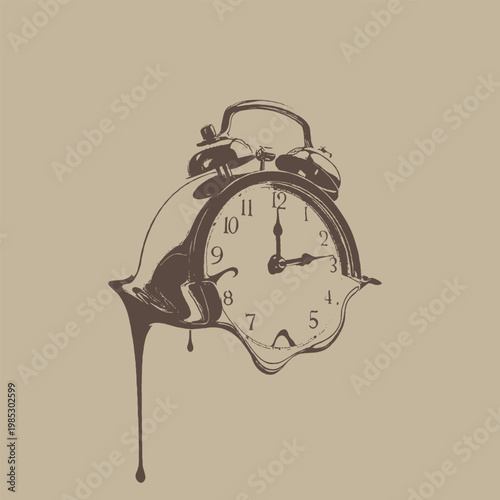 Melting Alarm Clock Symbolizing The Fluid Nature Of Time