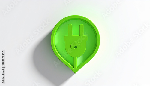 Green leaf electric plug icon for sustainable energy concept