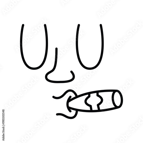 Retro cartoon face with closed eyes and smoking cigar