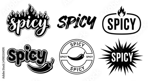 Spicy food warning labels and logos.