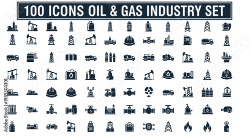 Oil and gas industry icons set.