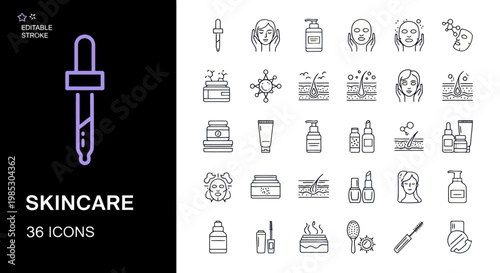 Skincare product icons and symbols.