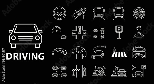 Driving icons and symbols collection.
