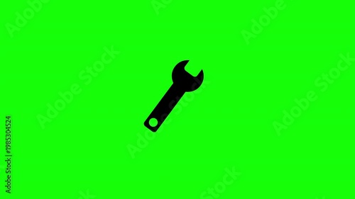 Wrench Tool Icon Animation Settings Maintenance Symbol on Green Screen
