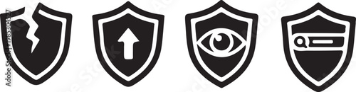 Cybersecurity Shield Set Broken Upgrade Vision Search Icon