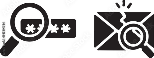Password Reveal and Email Phishing Scan Icon Set