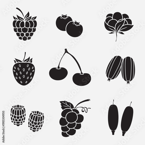 set of berries good for icon, symbol, element design, silhouette design, etc