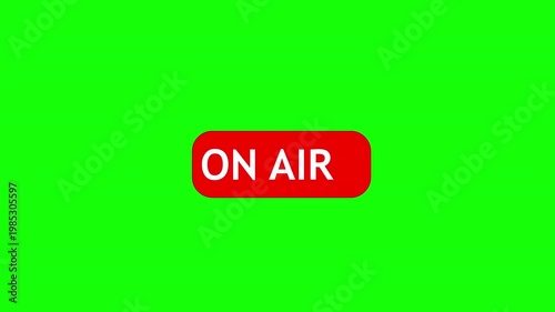 On Air Indicator Button Animation Broadcast Live Icon on Green Screen