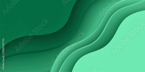 Abstract green wave background design with flowing curves, light texture, and smooth digital motion style