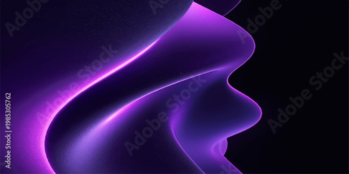 Abstract dark blue and purple smoky background with glowing flowing waves and smooth energy design