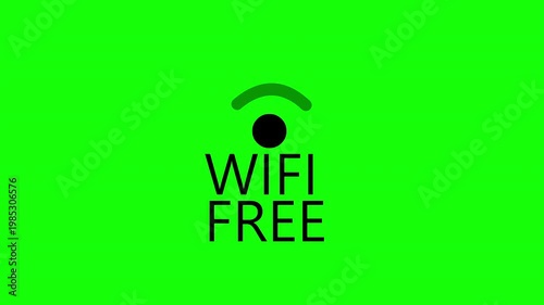 Free WiFi Sign Animation Internet Access Icon on Green Screen