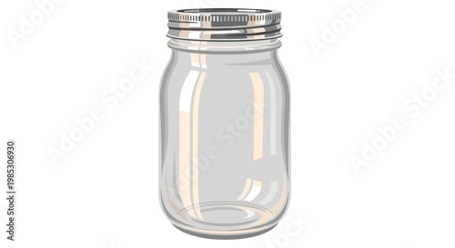 Empty Glass Mason Jar with Metal Lid - Isolated