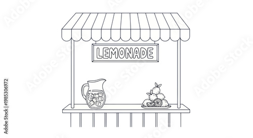 Lemonade Stand Drawing, Refreshing Drink, Summer Business Idea