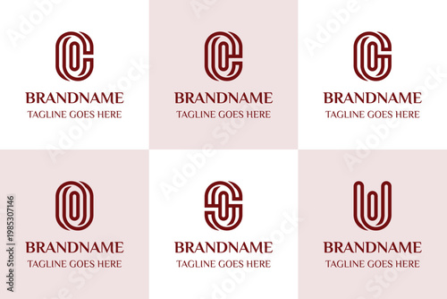 Letters CI EI GI OI SI UI Monogram Logo Set