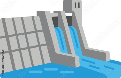 Hydroelectric Dam Icon for Renewable Energy and Sustainable Power Generation