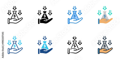 Revenue model icons set multiple style collection. Editable stroke 
