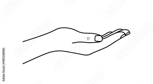 Open hand gesture, receiving or offering, simple line art illustration
