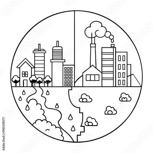 A green city thrives with trees, clean air, and sustainable living, while a polluted city struggles with smog, waste, and noise, impacting health, nature, and overall quality of life.
