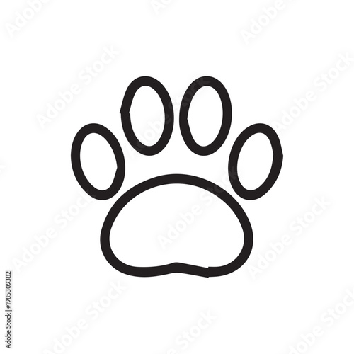 Simple charming hand drawn animal paw print illustration for pet lovers and nature enthusiasts