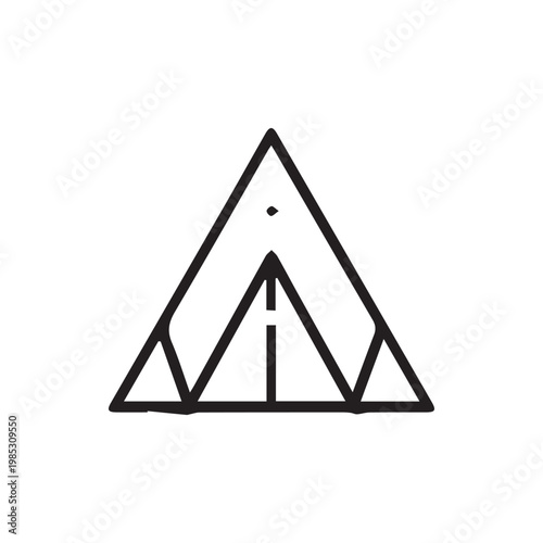 Abstract geometric triangular outline illustration with simple lines and internal divisions