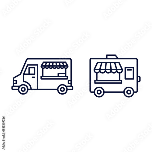 Food trucks line illustration