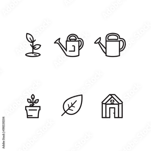 Essential Gardening Tools and Plant Life Icons for Cultivation and Nature
