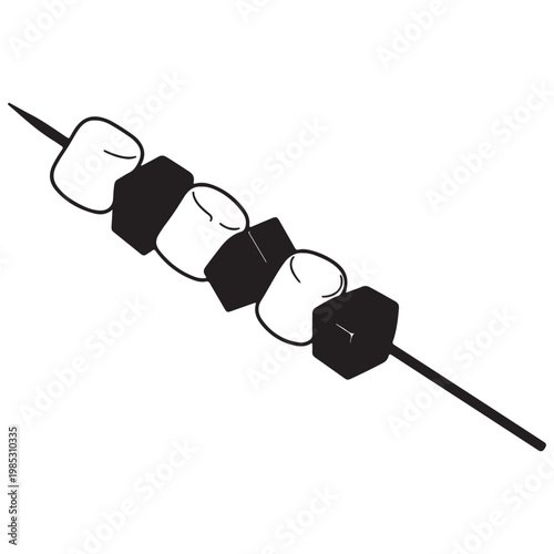 Marshmallows on a skewer stick for roasting with camp food