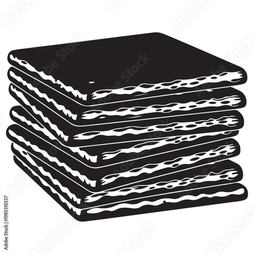 Stack of graham crackers illustration with graham cracker