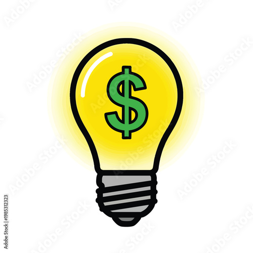 Lightbulb with dollar sign, creative business idea concept.