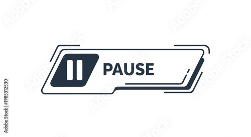 Sleek digital pause button banner with a dark icon and bold text designed for media players and user interfaces.