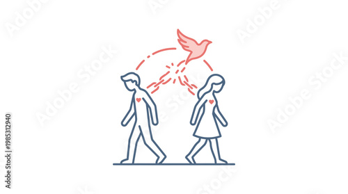 Couple Separating Dove Symbolizing Broken Bonds