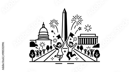 Celebratory Scene in Washington D.C.