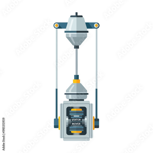 Linear Motor Stator Mover Assembly, Industrial Technology Concept, Vector Illustration